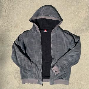 Vintage 90s Quiksilver embroidered fleece lined zip up hoodie